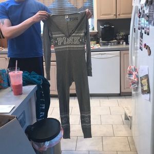 Gray pink victoria secret onsesie